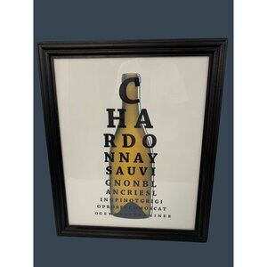 Pottery Barn Framed Wine Bottle Typography Print Art Decor Bar 7581 GUC